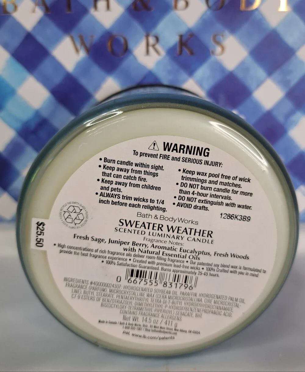 Bath & Body Works 'SWEATER WEATHER' Scented 3-Wick Candle in Luminious Wrap - Picture 8 of 11